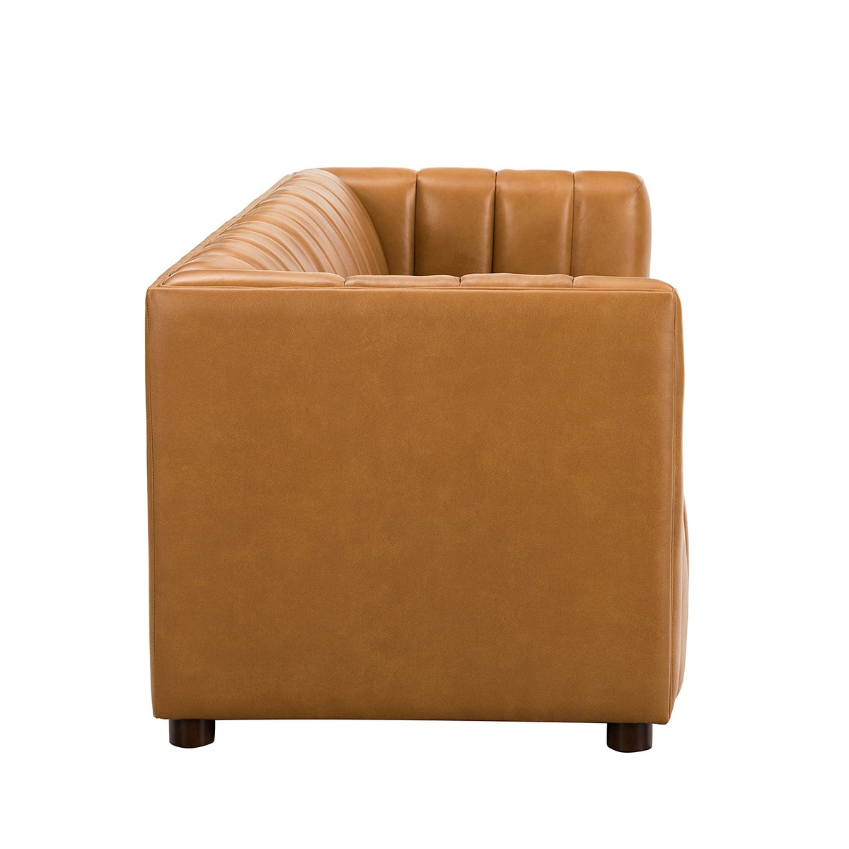 Ulysses Genuine Leather Sofa – Camel Channel-Tufted Luxury Sofa