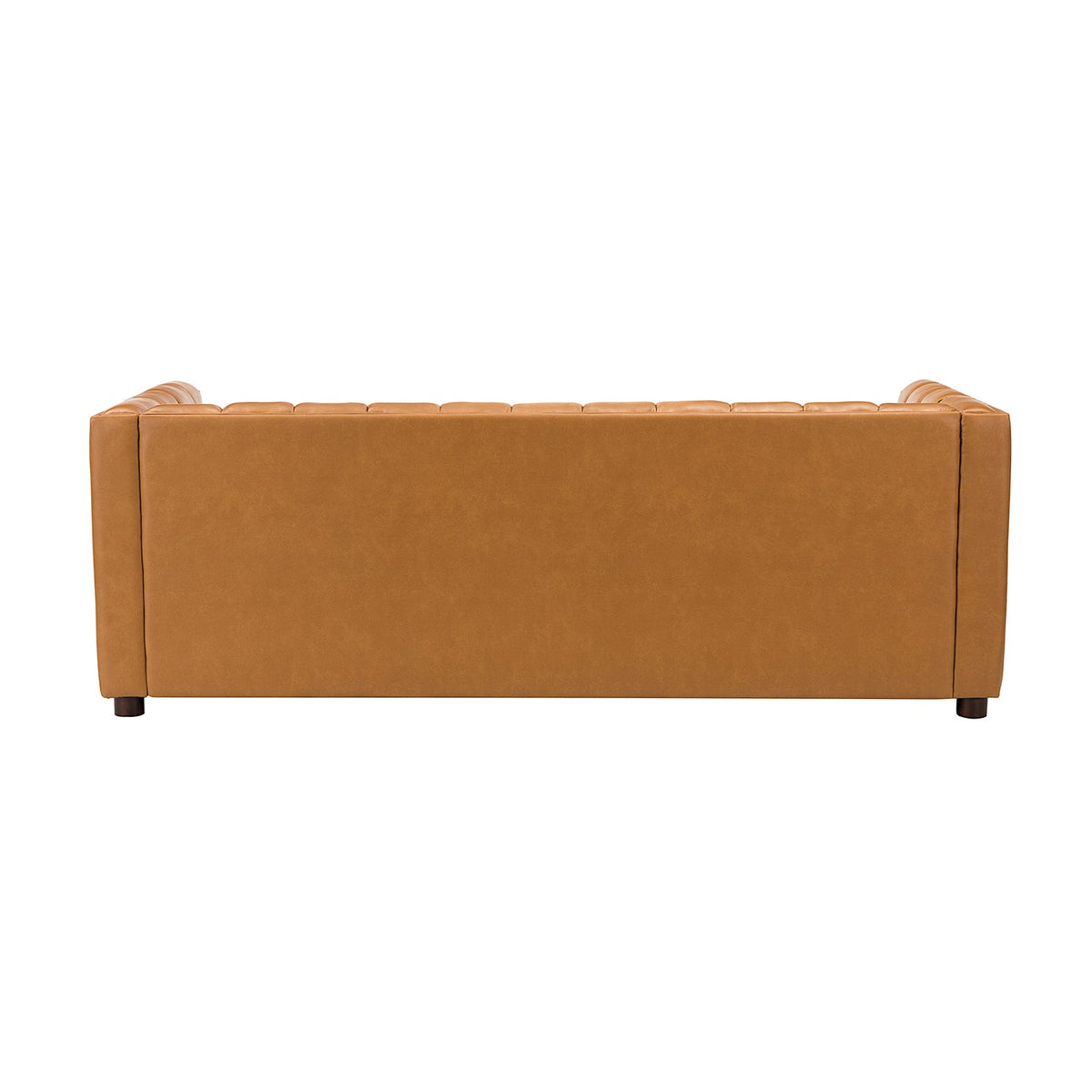 Ulysses Genuine Leather Sofa – Camel Channel-Tufted Luxury Sofa