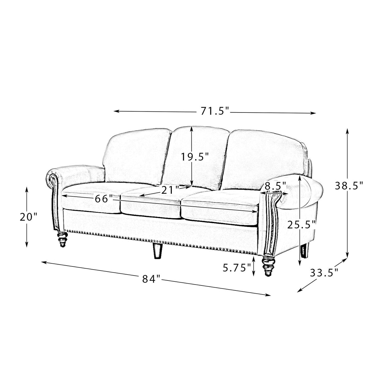 Dietmar Genuine Leather Sofa – Black Curved Leather Nailhead Sofa