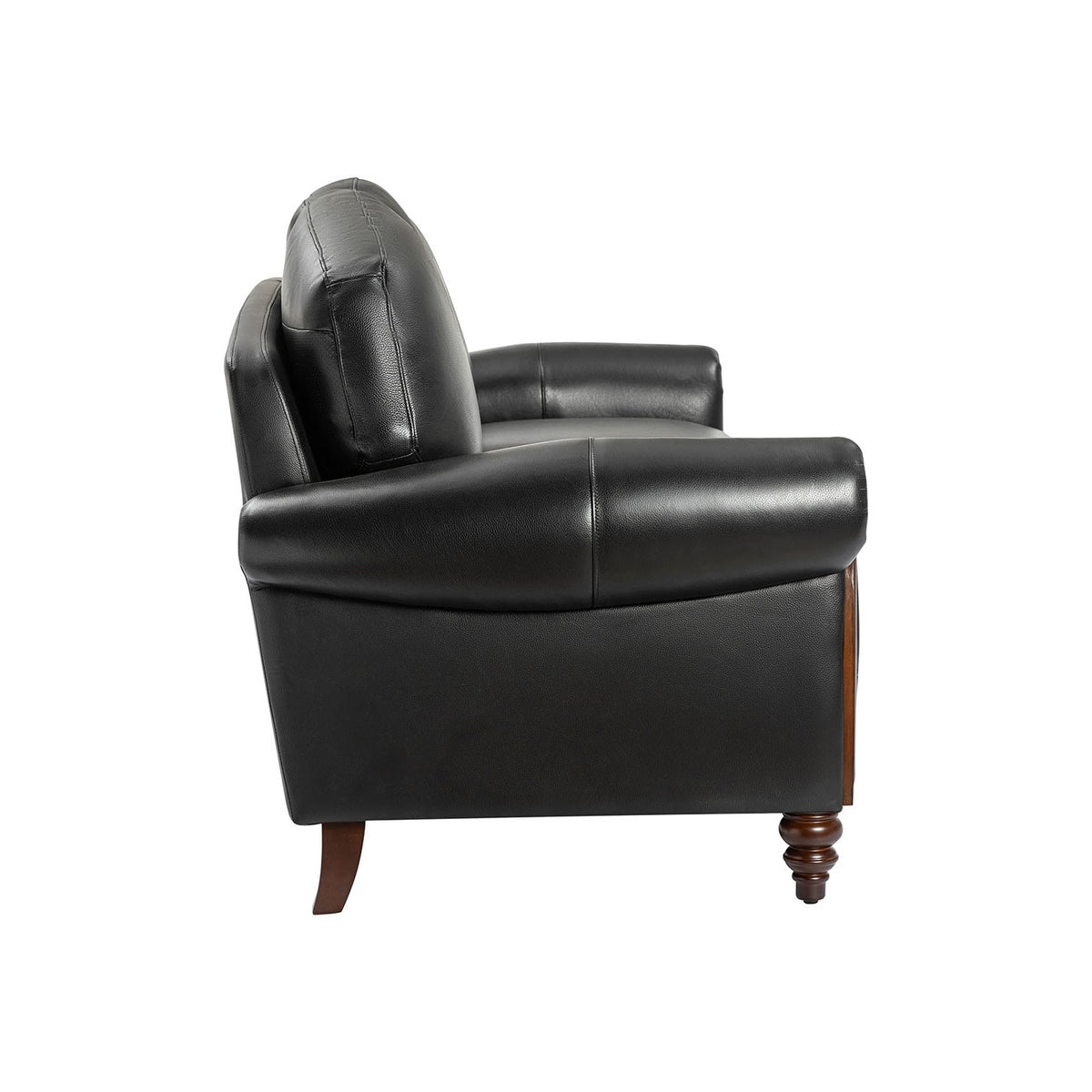 Dietmar Genuine Leather Sofa – Black Curved Leather Nailhead Sofa