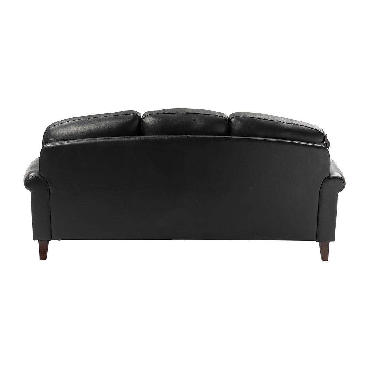 Dietmar Genuine Leather Sofa – Black Curved Leather Nailhead Sofa