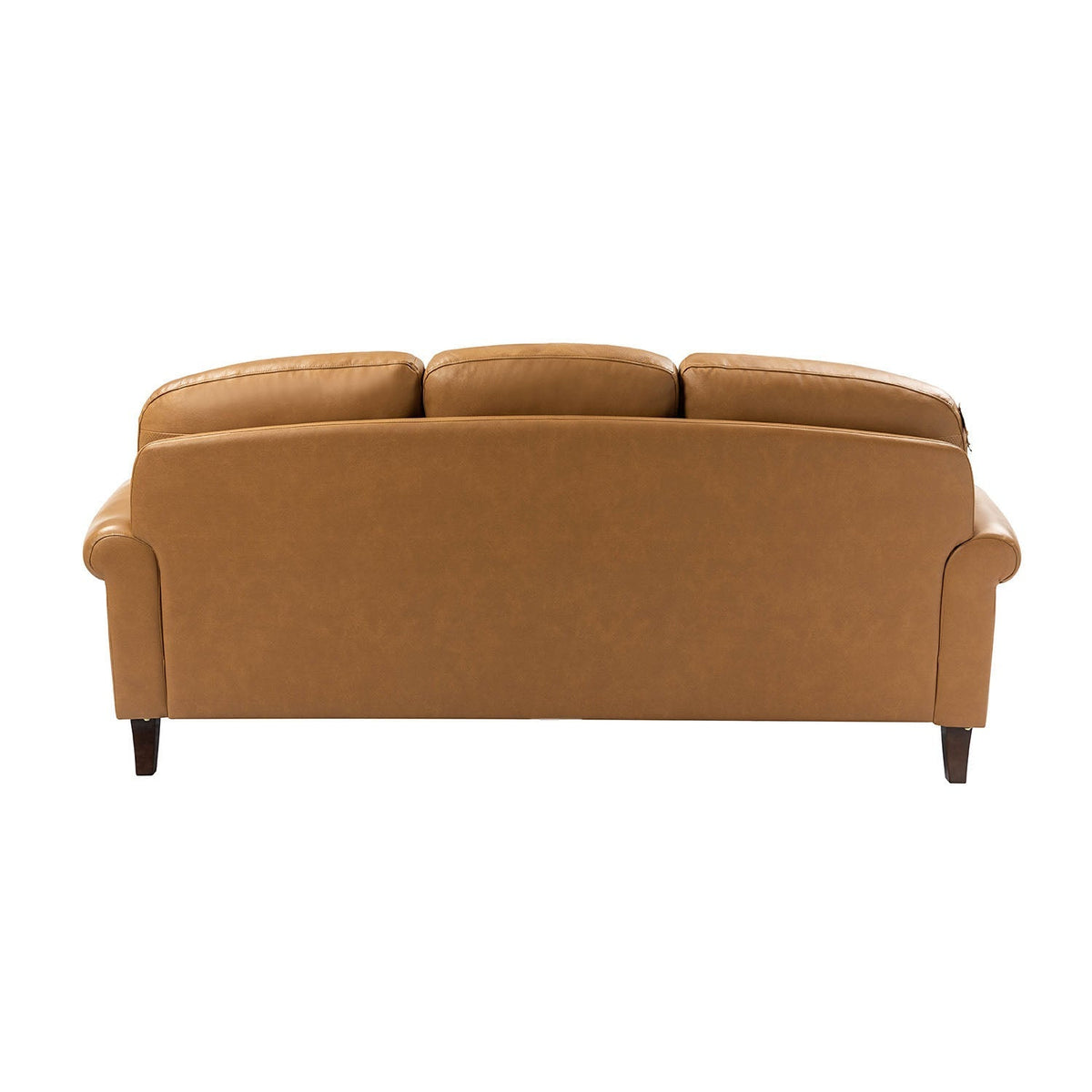 Dietmar Genuine Leather Sofa – Camel Curved Leather Nailhead Sofa