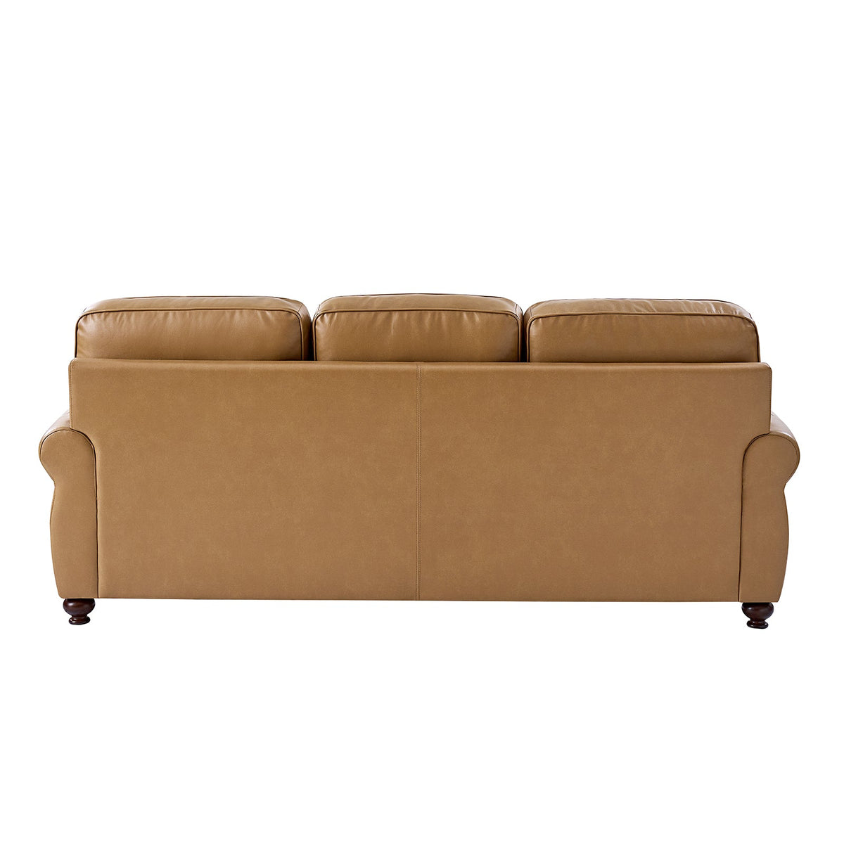 Gerardo Genuine Leather Sofa – Camel Rolled Arm Nailhead Sofa