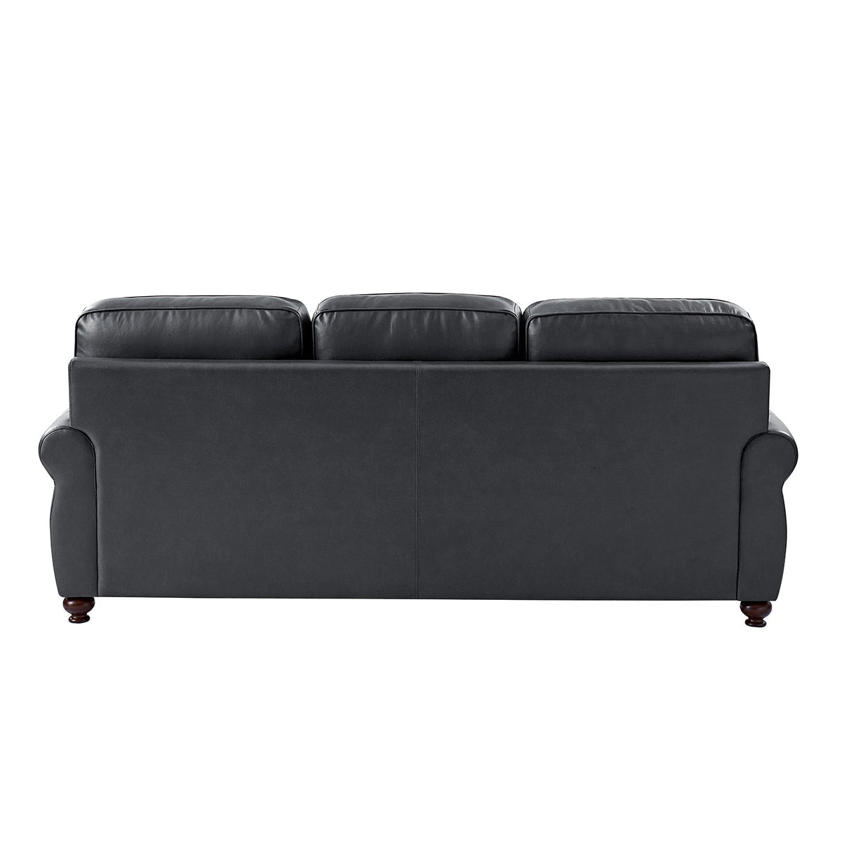 Gerardo Genuine Leather Sofa – Navy Blue Rolled Arm Nailhead Sofa