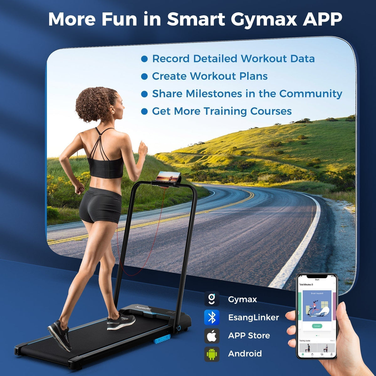 Goplus 3 in 1 Folding Treadmill, 2.5HP 340 LBS Capacity Walking Pad with Handle Bar