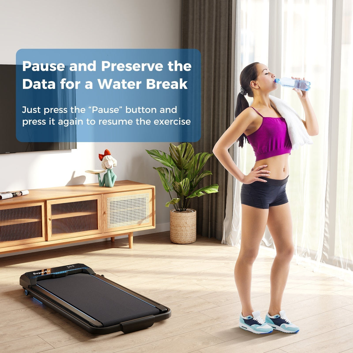 Goplus 3 in 1 Folding Treadmill, 2.5HP 340 LBS Capacity Walking Pad with Handle Bar