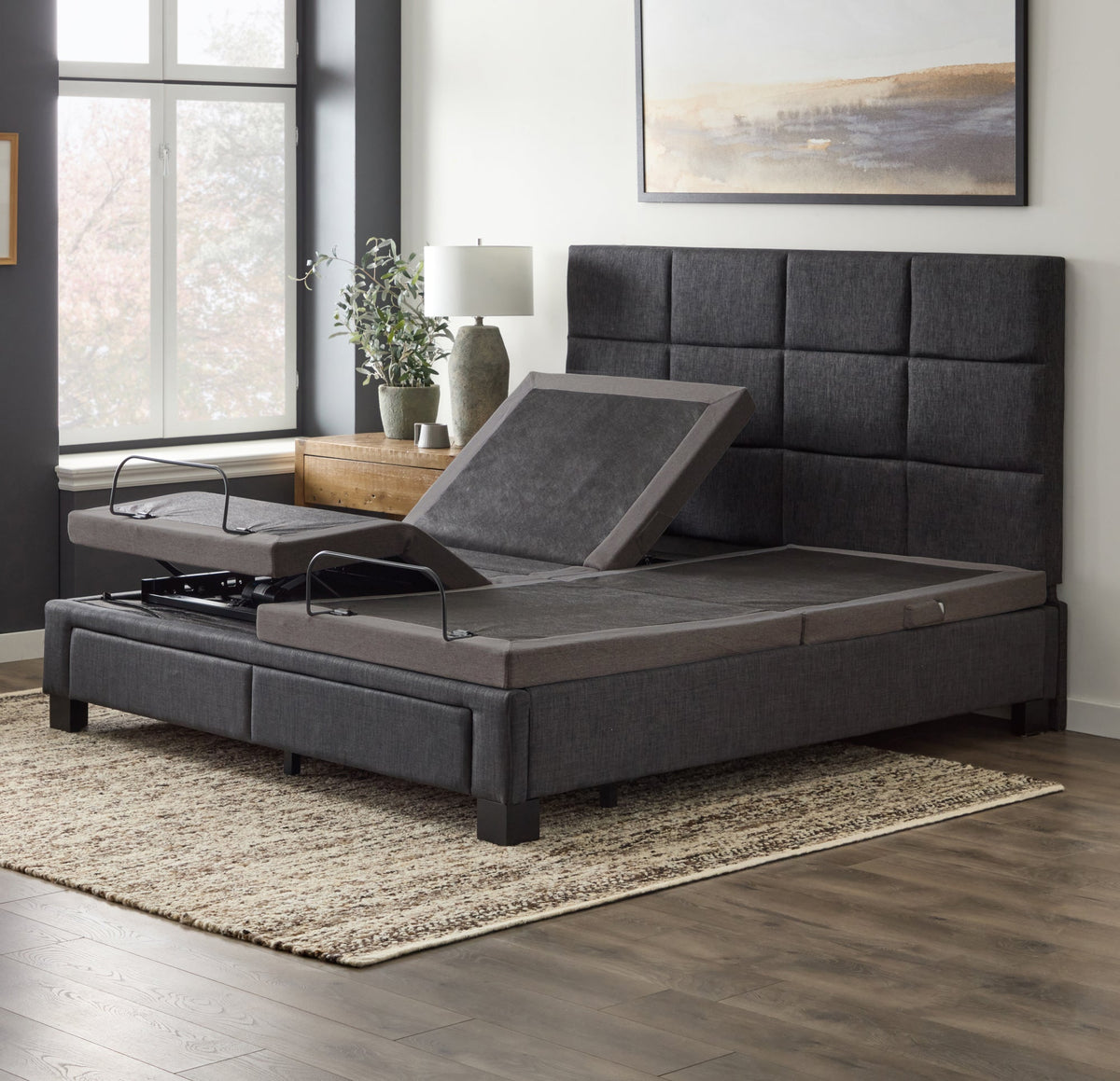 Malouf M455 Smart Adjustable Bed Base - App-Controlled with Massage