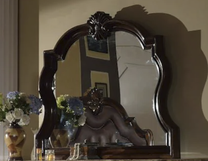 McFerran Home Furnishings B6005 Canopy Bedroom Set – Traditional Carved Solid Wood in Rich Brown Finish