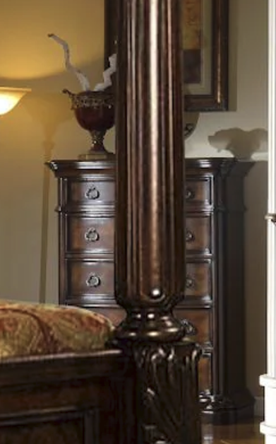 McFerran Home Furnishings B6005 Canopy Bedroom Set – Traditional Carved Solid Wood in Rich Brown Finish