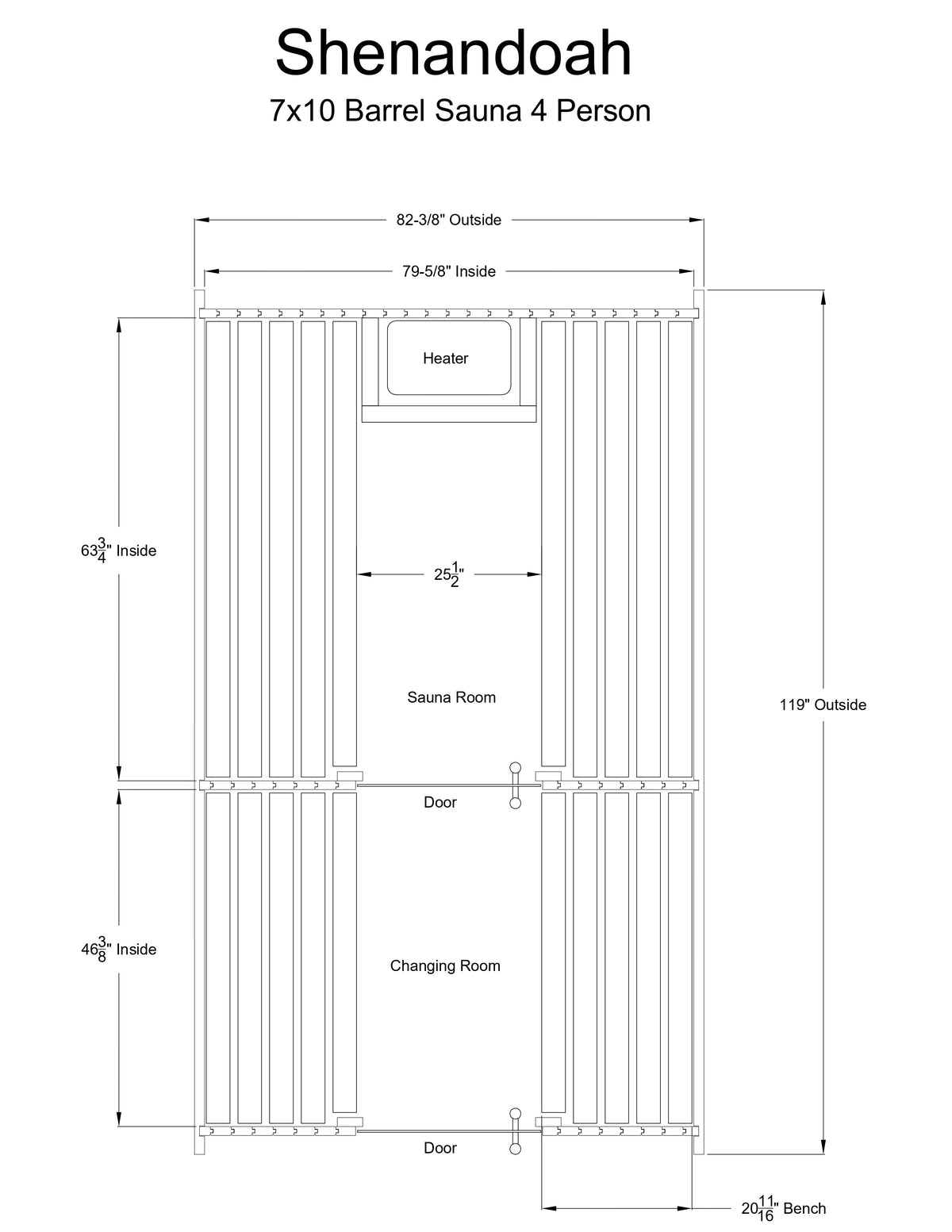 Shenandoah 4 Person Barrel Sauna