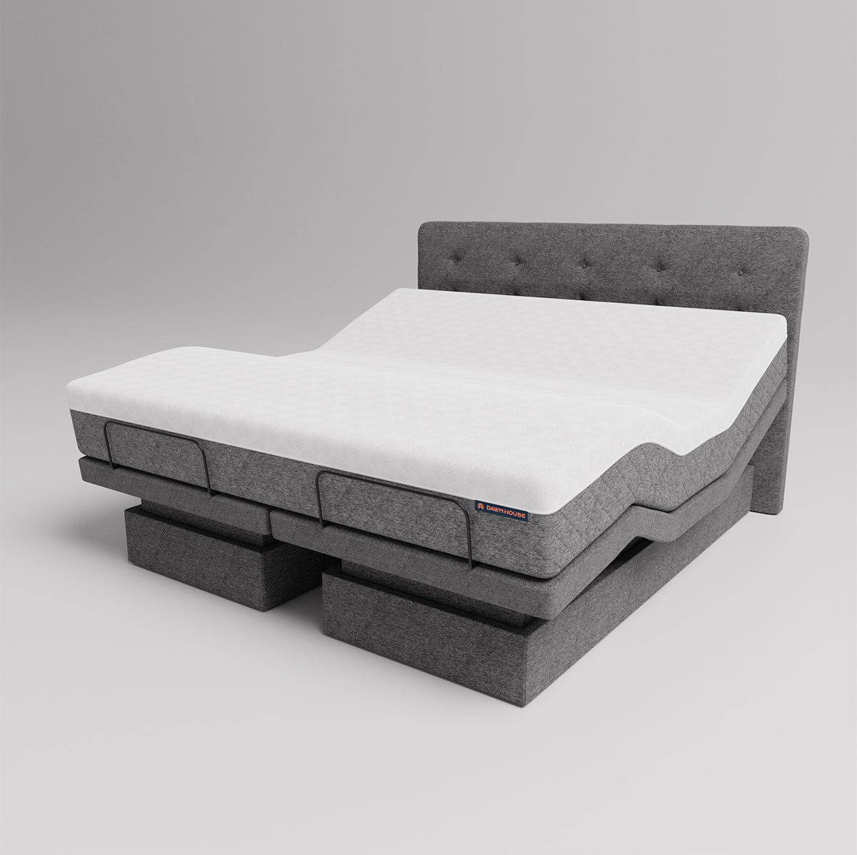 The Dawn House Bed - Adjustable Base Split King Ivory - Floor Model