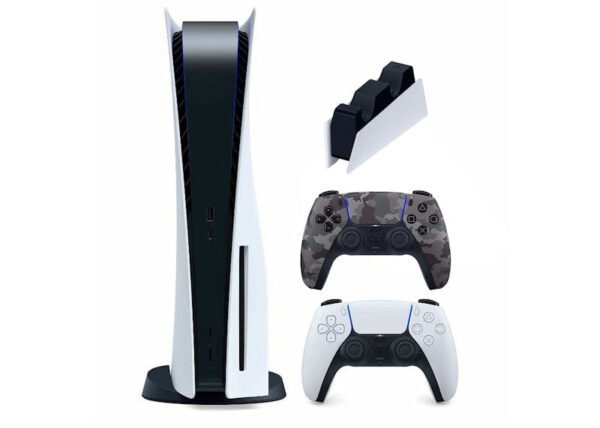 Sony PlayStation 5 PS5 Disc Console Bundle – Extra DualSense Controller + Charging Station, US Plug (1000032115)