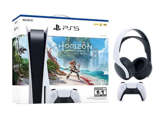 Sony PlayStation 5 PS5 Horizon Forbidden West Blu-ray Console Bundle with PULSE 3D Wireless Gaming Headset – Ultra HD Gaming System 1000032115/1000032000-3005688