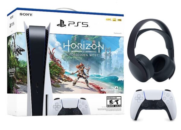 Sony PS5 PlayStation 5 Blu-ray Console with Horizon Forbidden West Game + PULSE 3D Wireless Headset Bundle – 1000032115/1000032000
