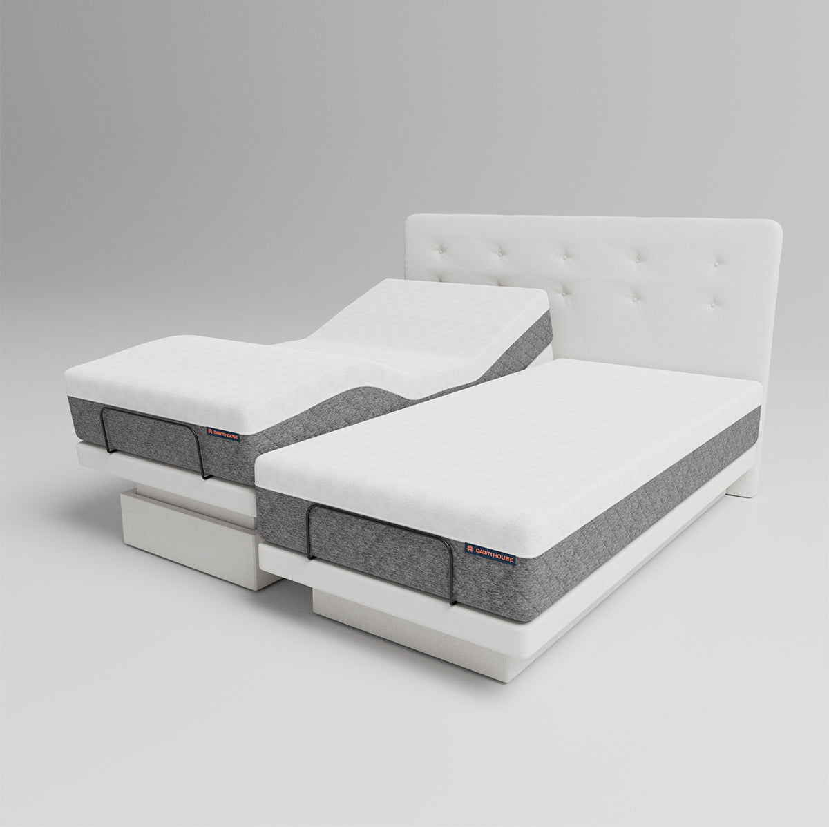 The Dawn House Bed - Adjustable Base Split King Ivory - Floor Model