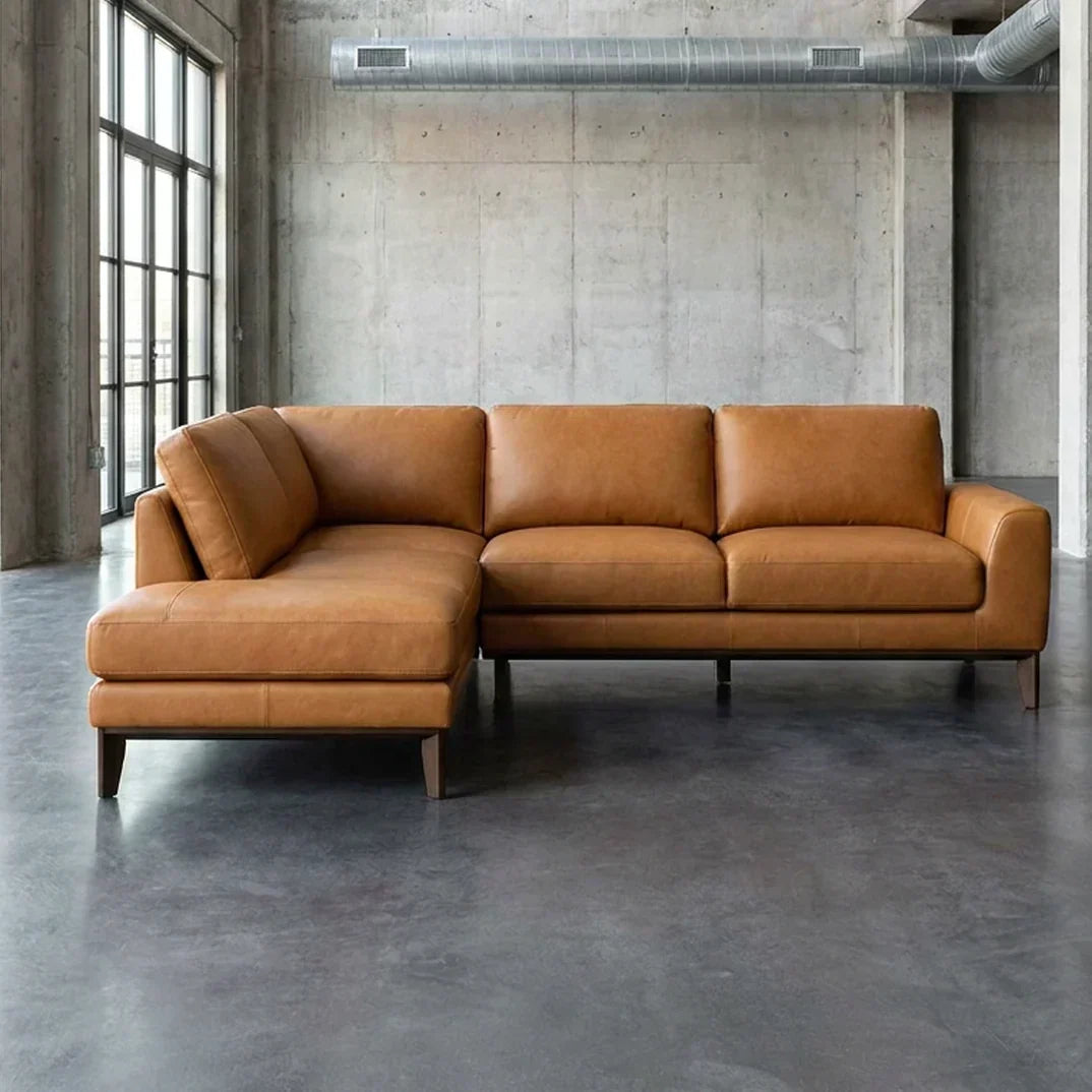 Benson Top-Grain Leather Sectional with Chaise