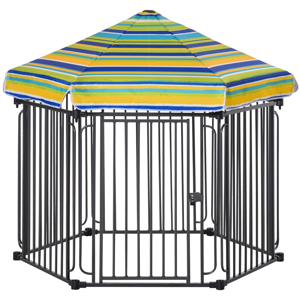 47" Heavy-duty Pet Playpen Kennel with Door & Removable Cover 6 Panels Freestanding Puppy Crate Fence for Small Medium Sized Dogs