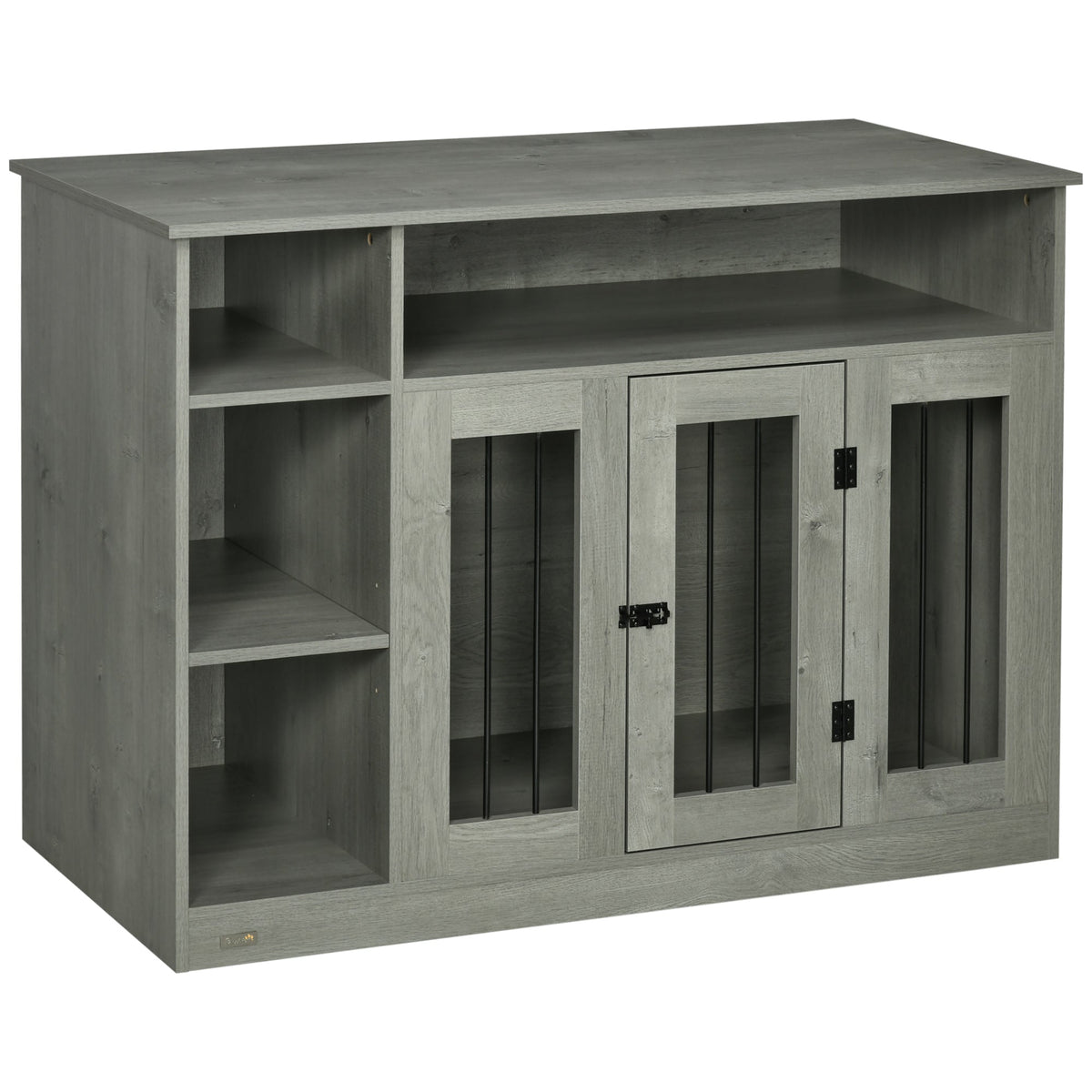Dog Crate Furniture with Storage Space, Dog Kennel with Lockable Door, Pet Cage for Large Medium Dogs, 47" x 23.5" x 35", Gray