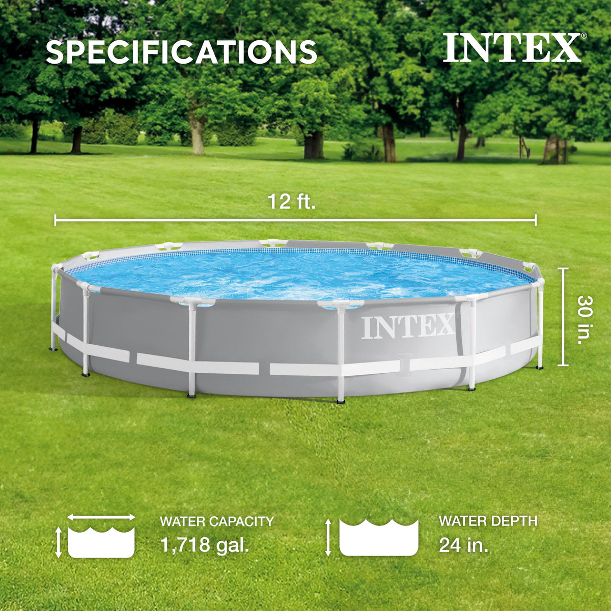 Intex 26711EH 12ft x 30in Prism Above Ground Pool Set w/ Cover & Maintenance Kit image 1