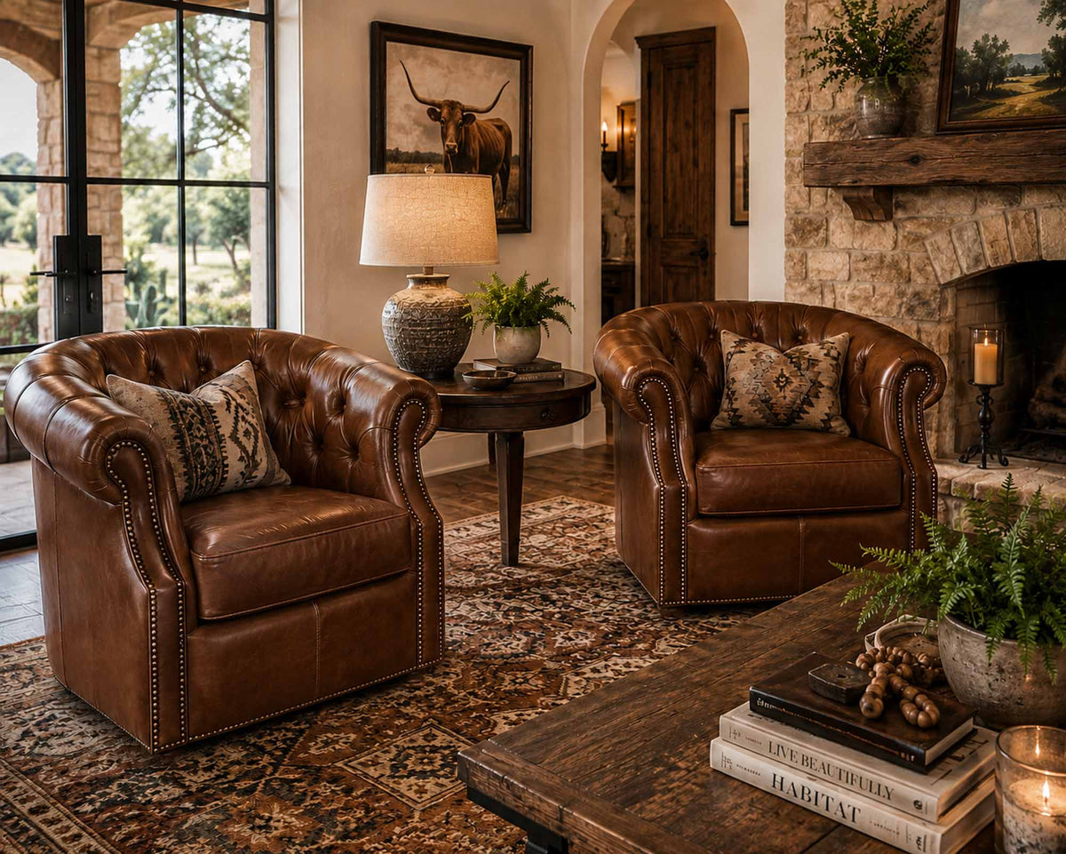 Amelia Leather Swivel Chair