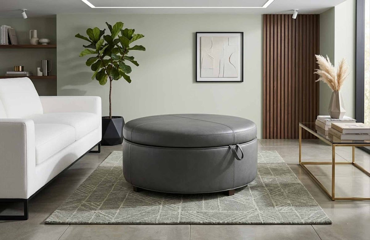 Lulu Leather Storage Ottoman