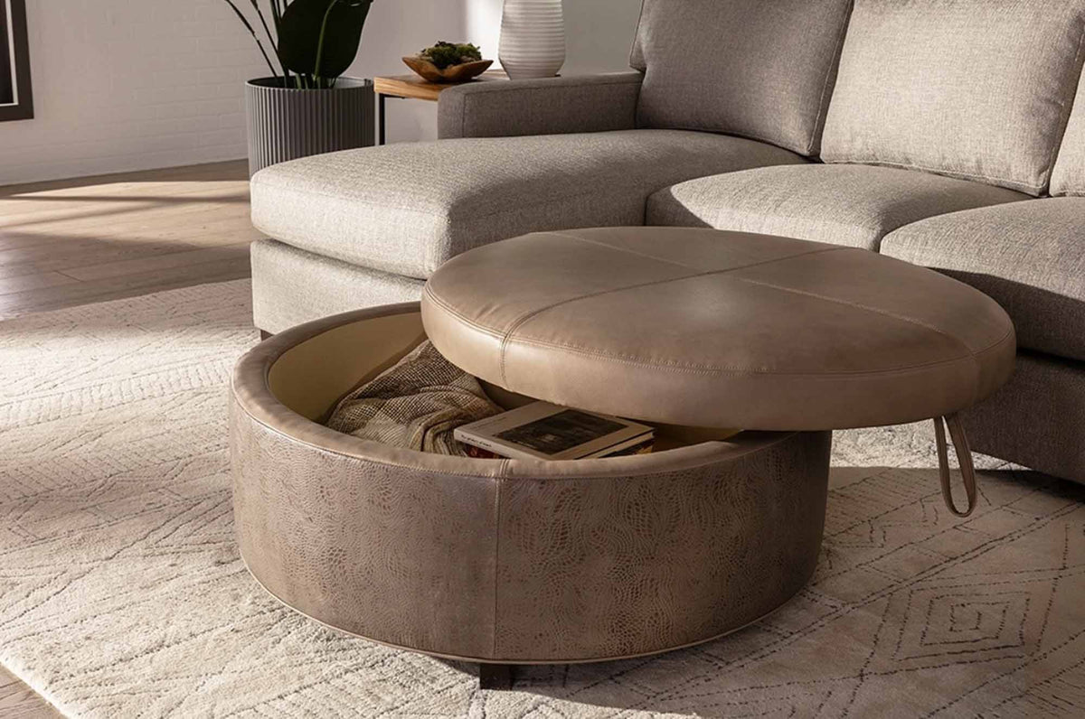 Lulu Leather Storage Ottoman