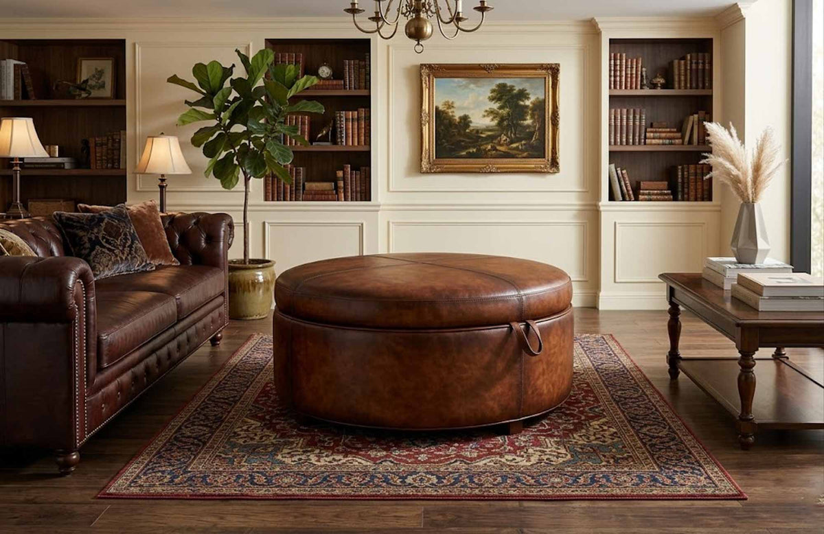 Lulu Leather Storage Ottoman