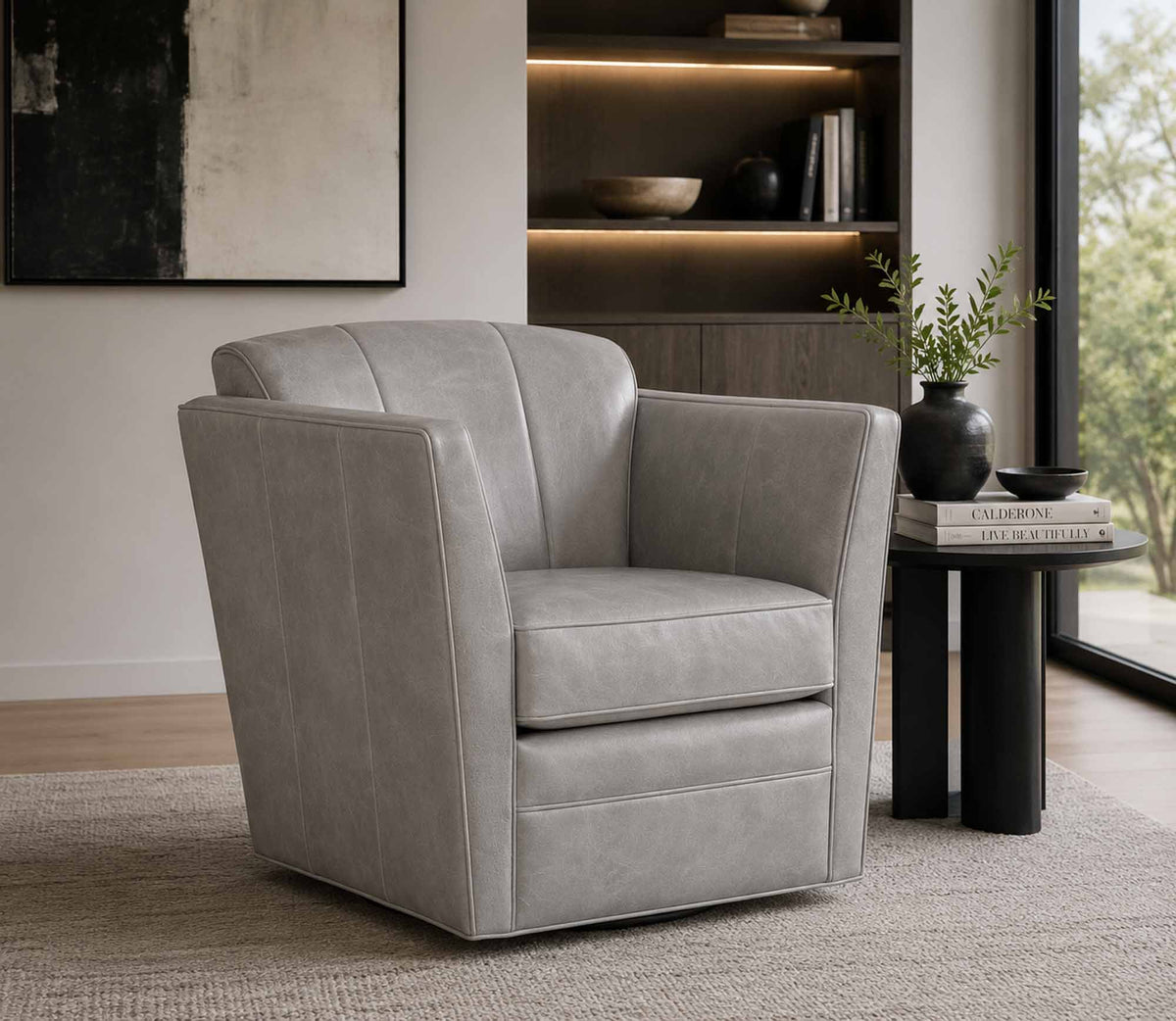 Mila Leather Swivel Chair