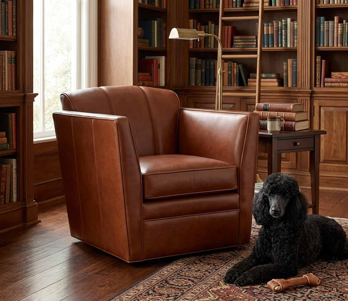 Mila Leather Swivel Chair