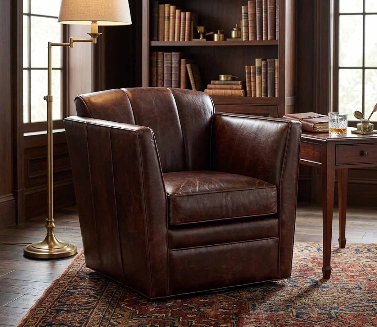 Mila Leather Swivel Chair