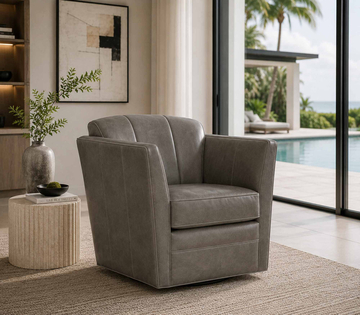 Mila Leather Swivel Chair