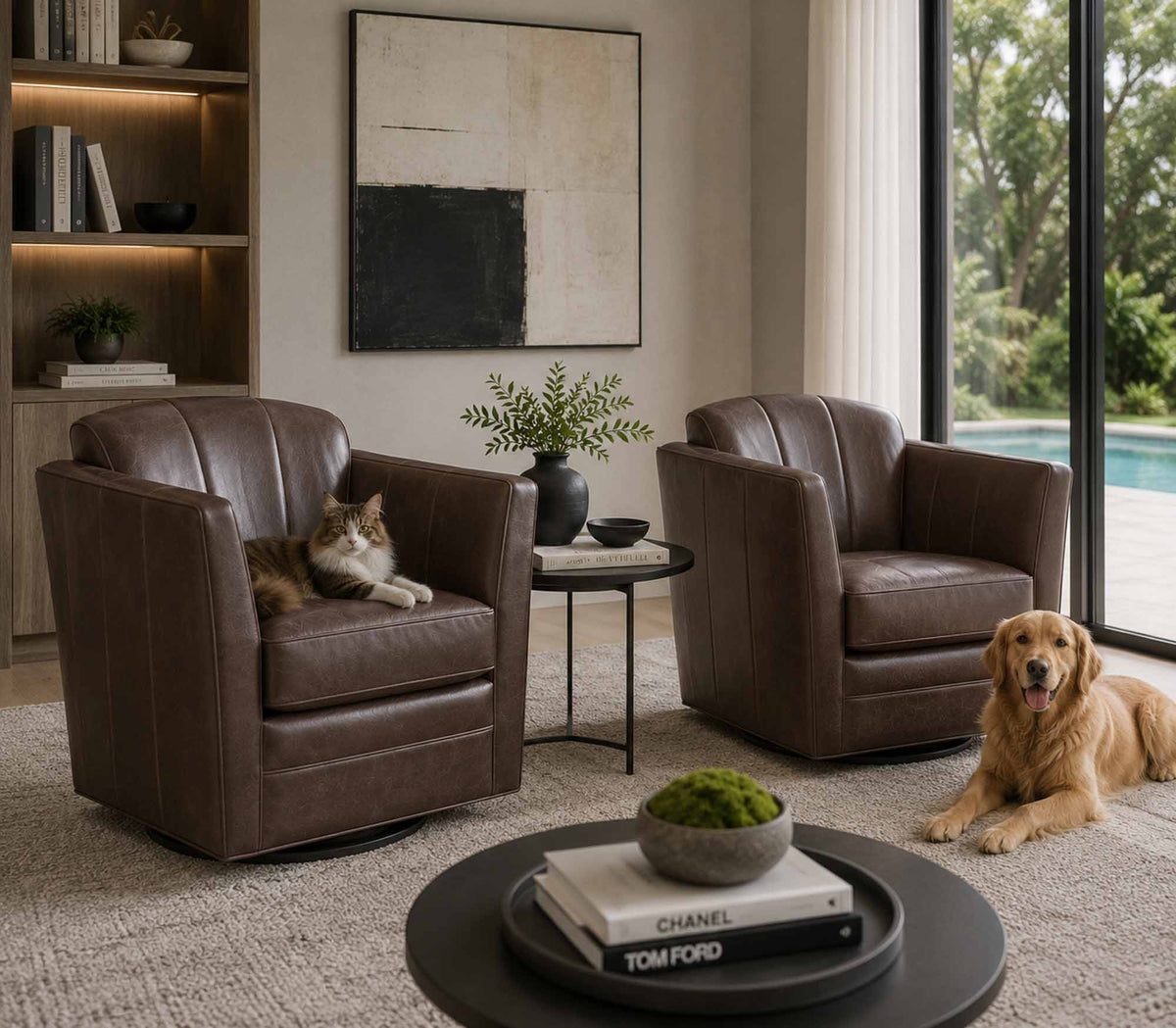 Mila Leather Swivel Chair
