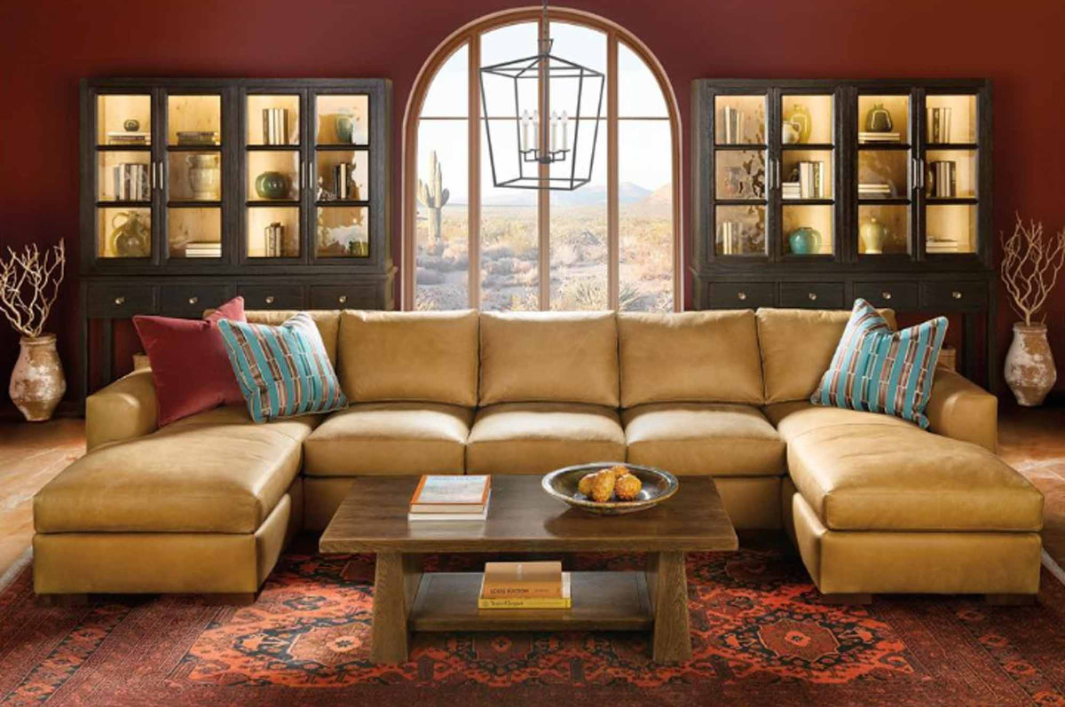 Donovan Leather Sofa With Chaise