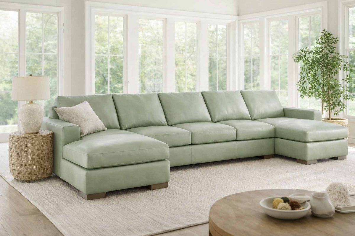 Donovan Leather Sofa With Chaise
