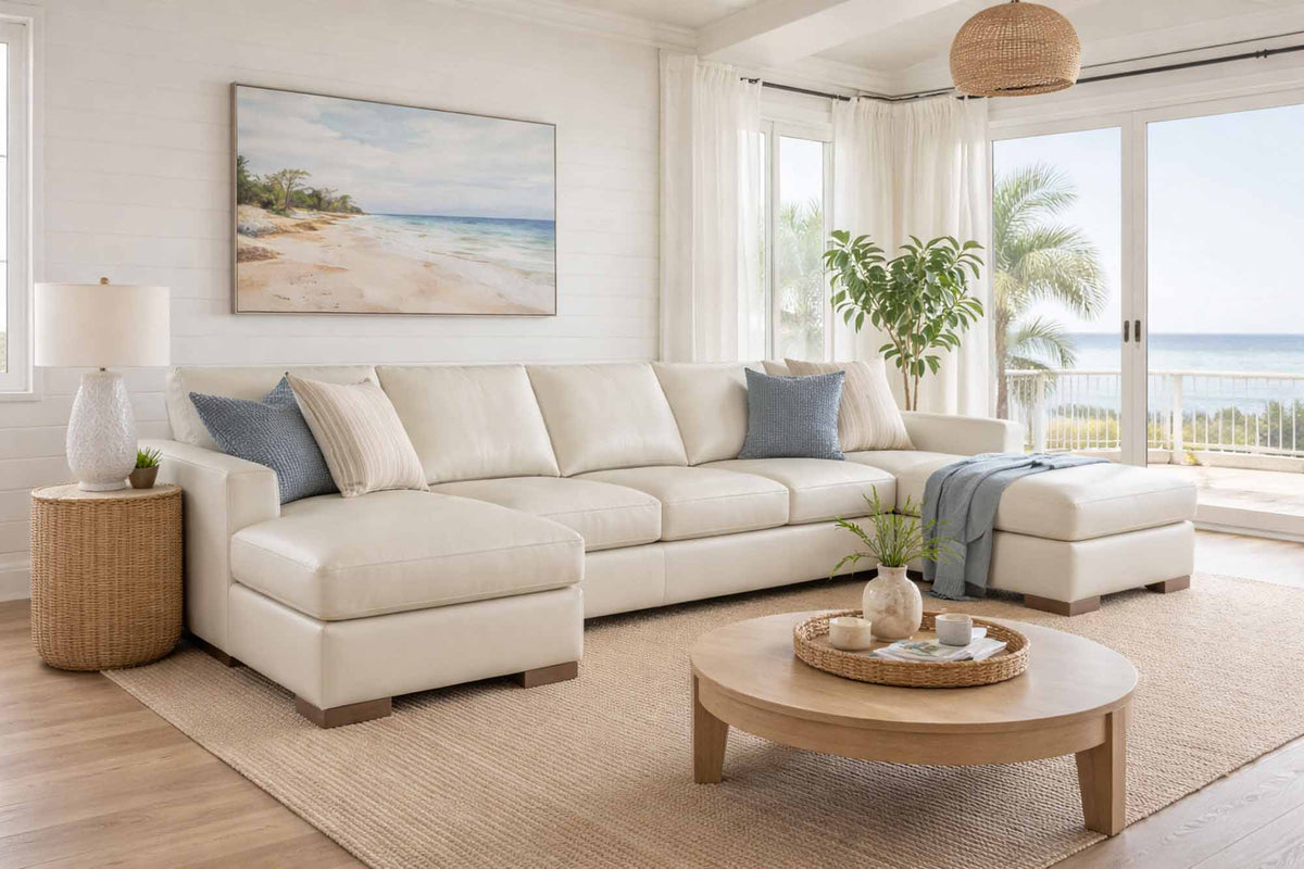 Donovan Leather Sofa With Chaise