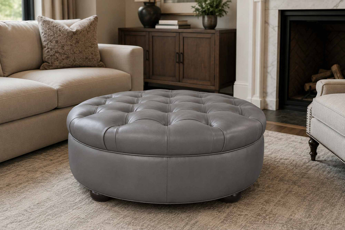 Ashbrook Leather Ottoman
