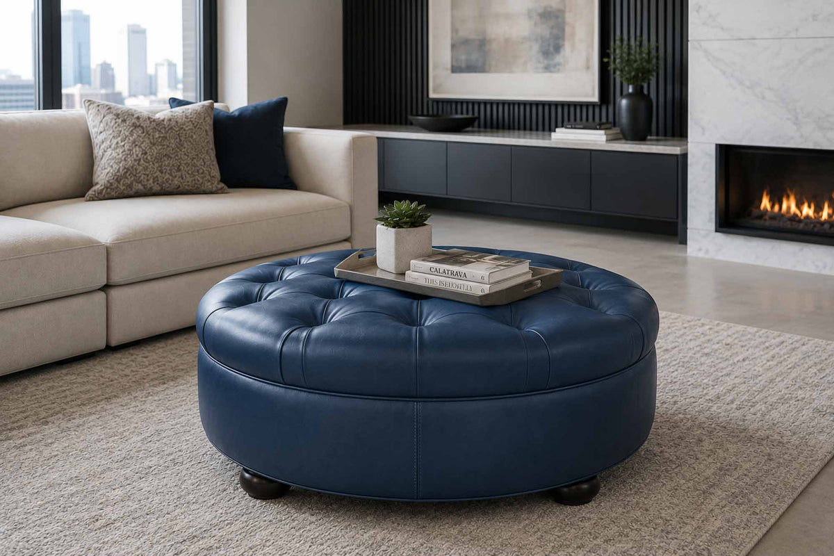 Ashbrook Leather Ottoman