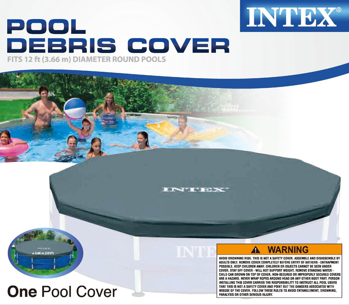 Intex 12-Foot Round Metal Frame Above Ground Swimming Pool Debris Cover image 0