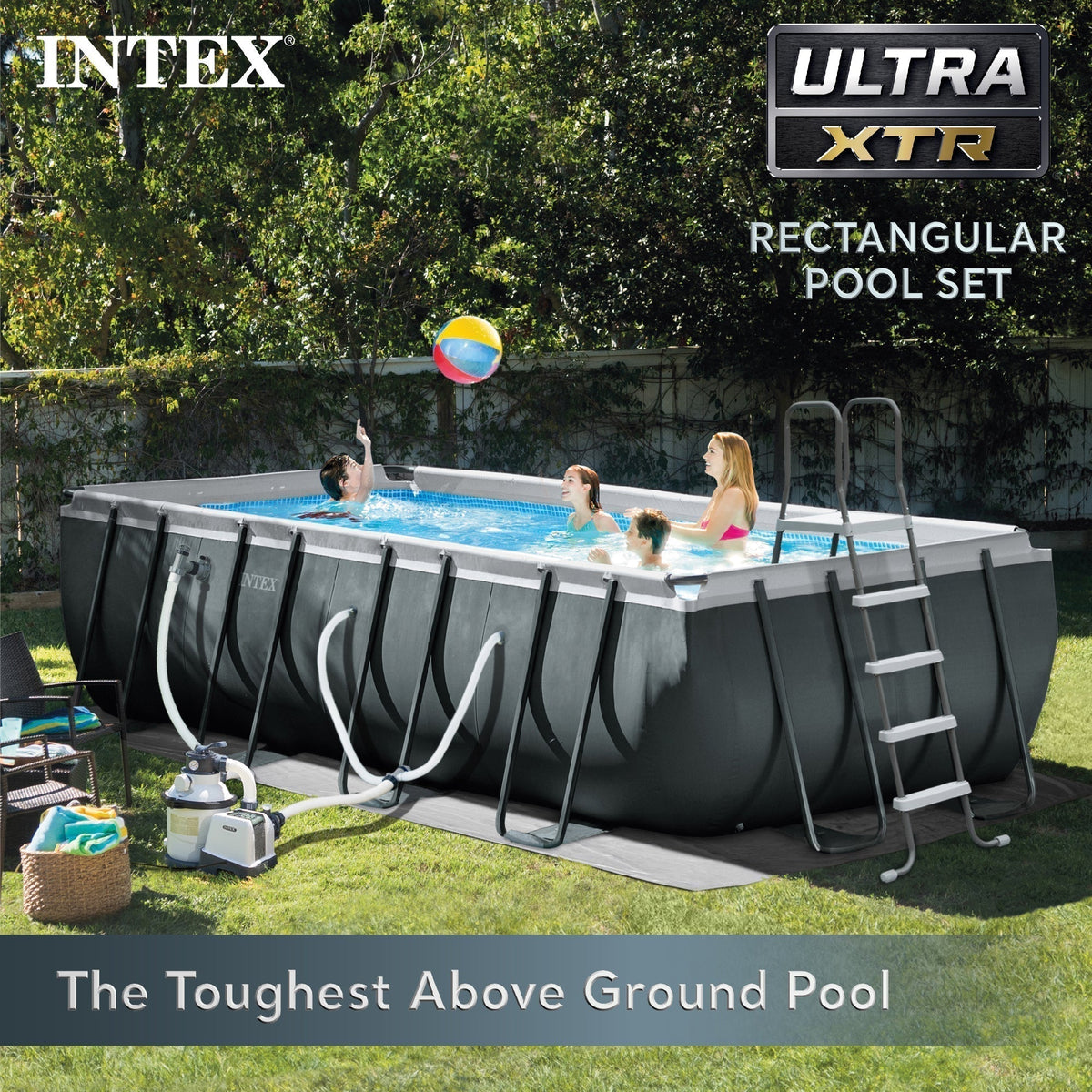 INTEX 18' x 9' x 53" Ultra XTR Frame Pool, Cover, Cooler, and Float (2 Pack) image 1