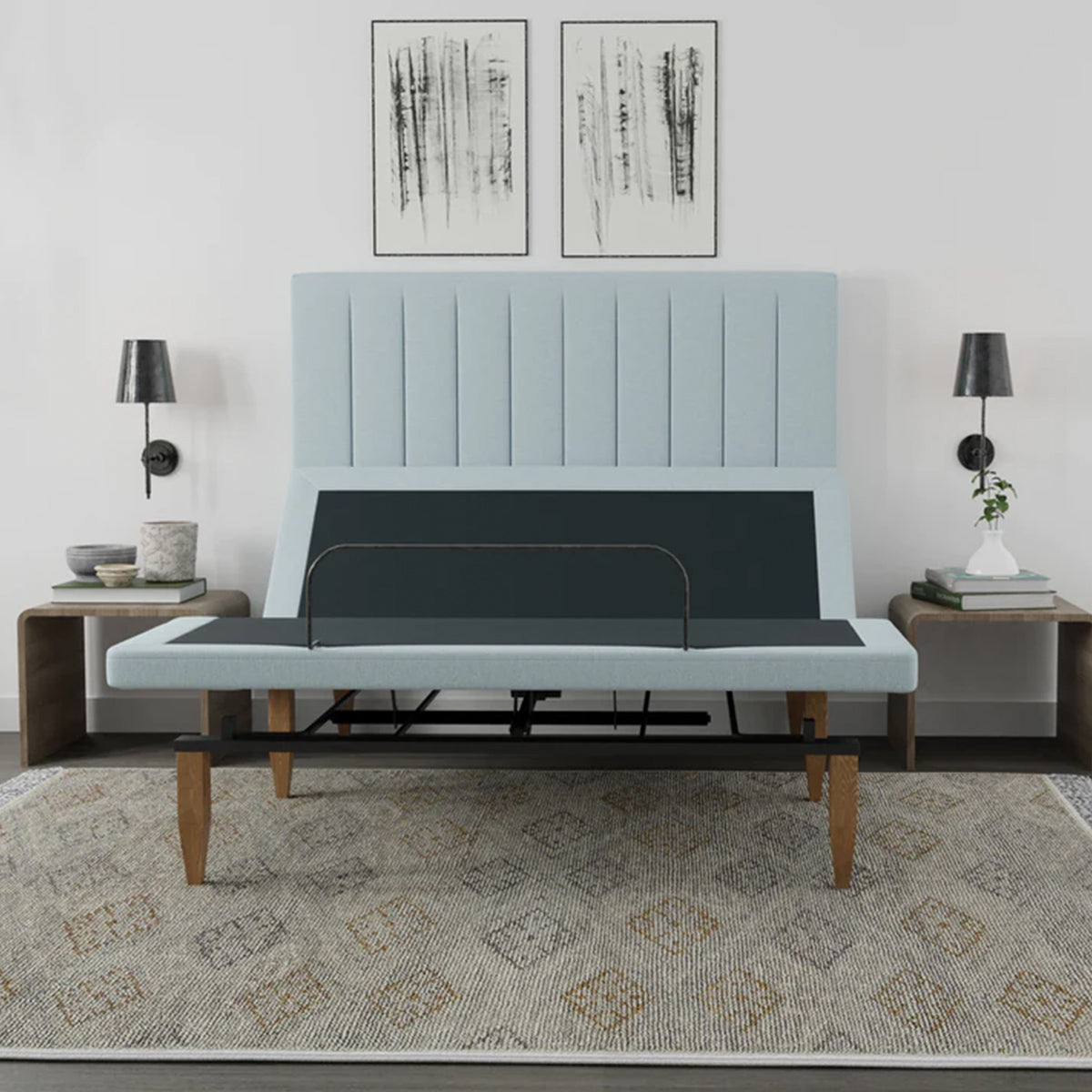 Bedplanet Alex Adjustable Base with Headboard - Zero-Clearance & Wireless Remote