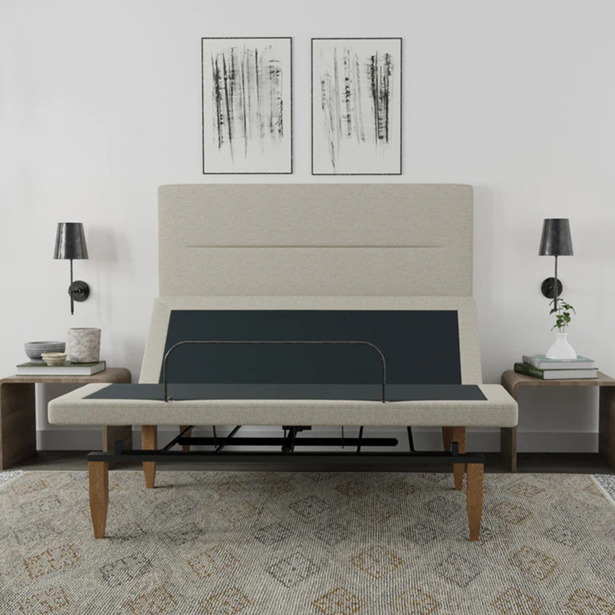 Bedplanet Taylor Adjustable Base with Headboard - Zero-Clearance & Wireless Remote