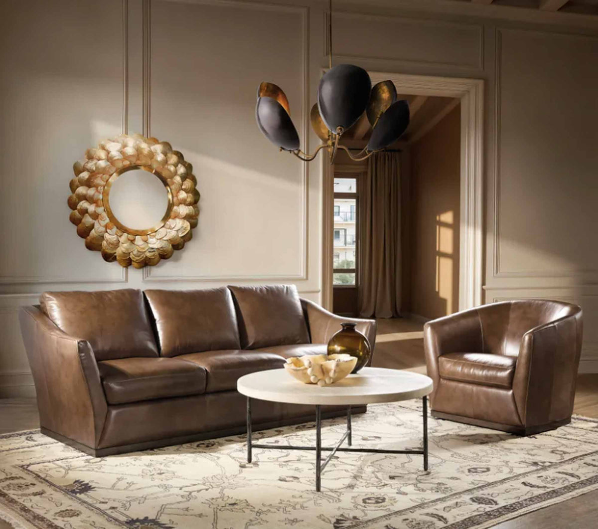 Fairytale Leather Sofa In Hazelnut