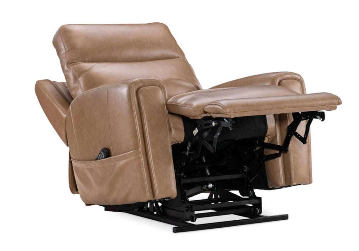 Raze Leather Power Lift Recliner With Articulating Headrest And Lumbar In Light Brown