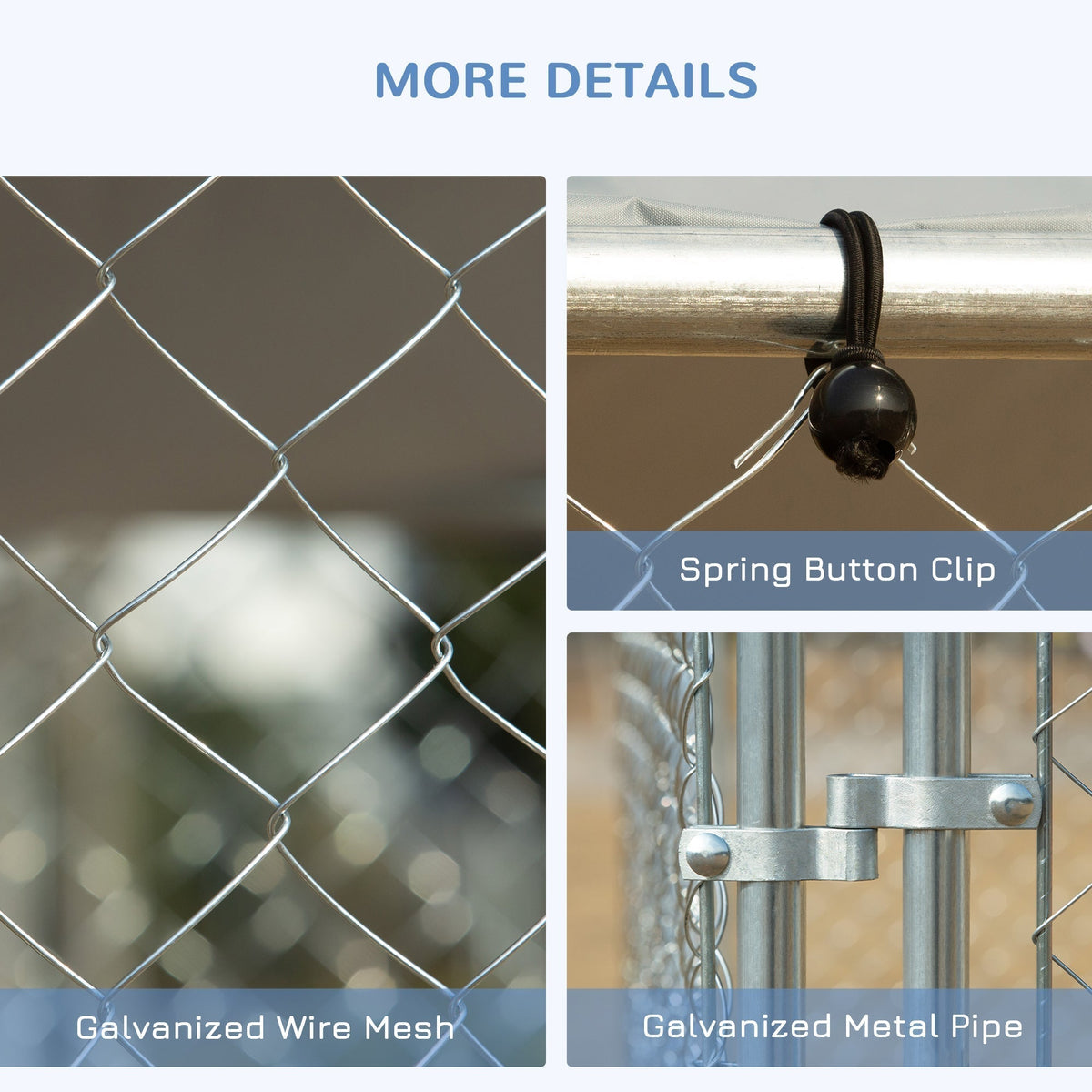 Dog Kennel Heavy Duty Playpen with Galvanized Steel Secure Lock Mesh Sidewalls and Waterproof Cover for Backyard & Patio, 13' x 7.5' x 7.5'