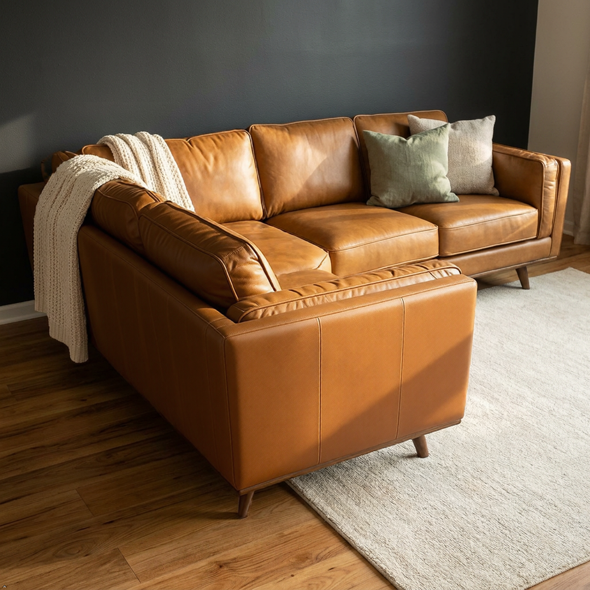 Corner Top-Grain Leather Sectional