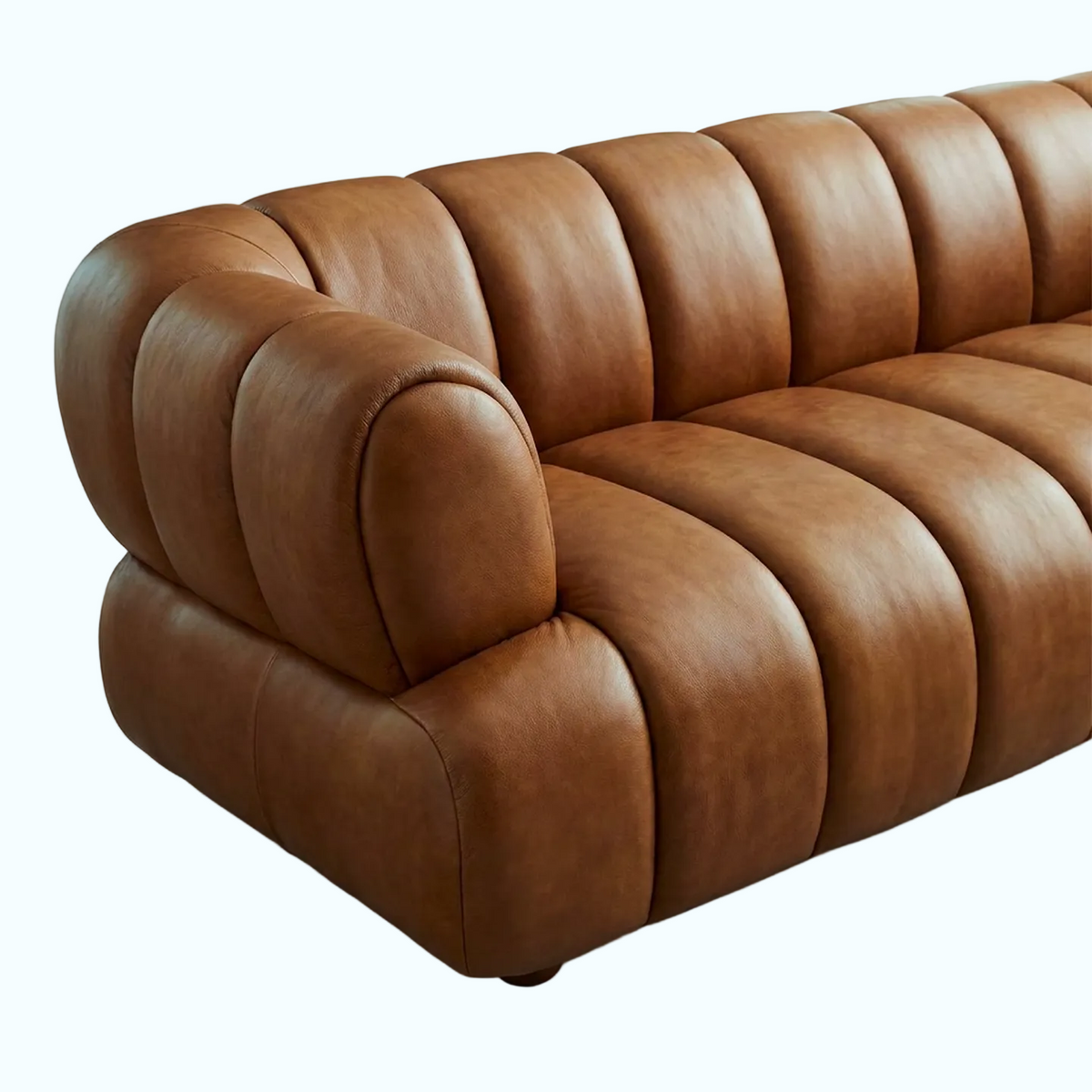 Cognac Top-Grain Leather Sofa