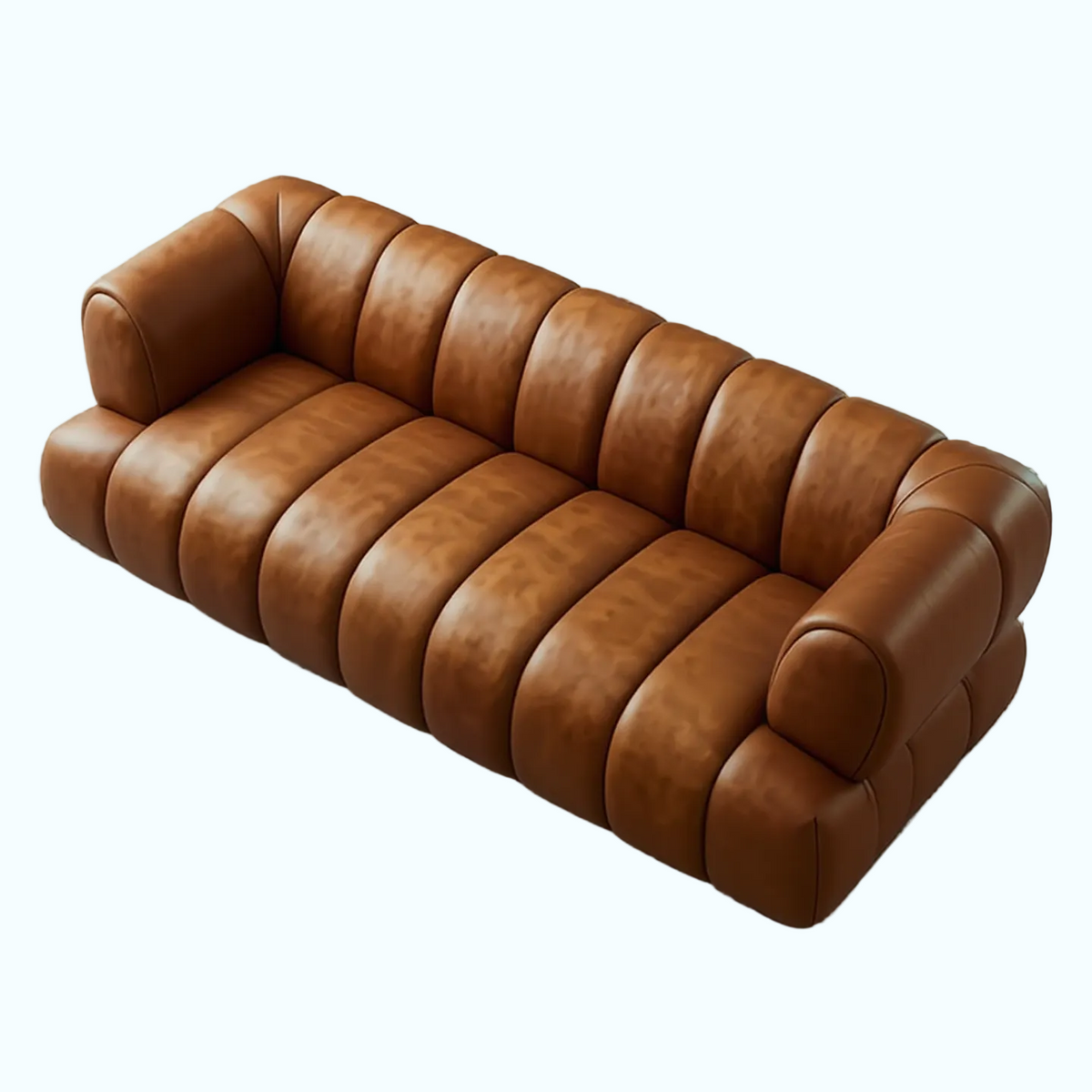 Cognac Top-Grain Leather Sofa