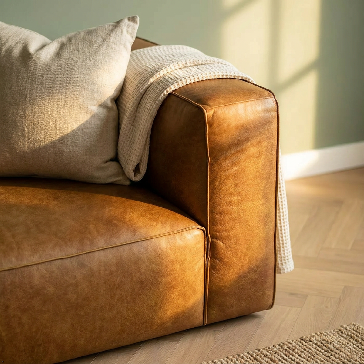 Colton Tan Leather Sofa