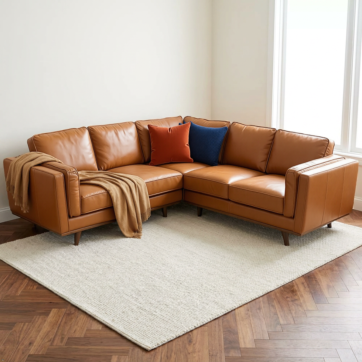 Corner Top-Grain Leather Sectional