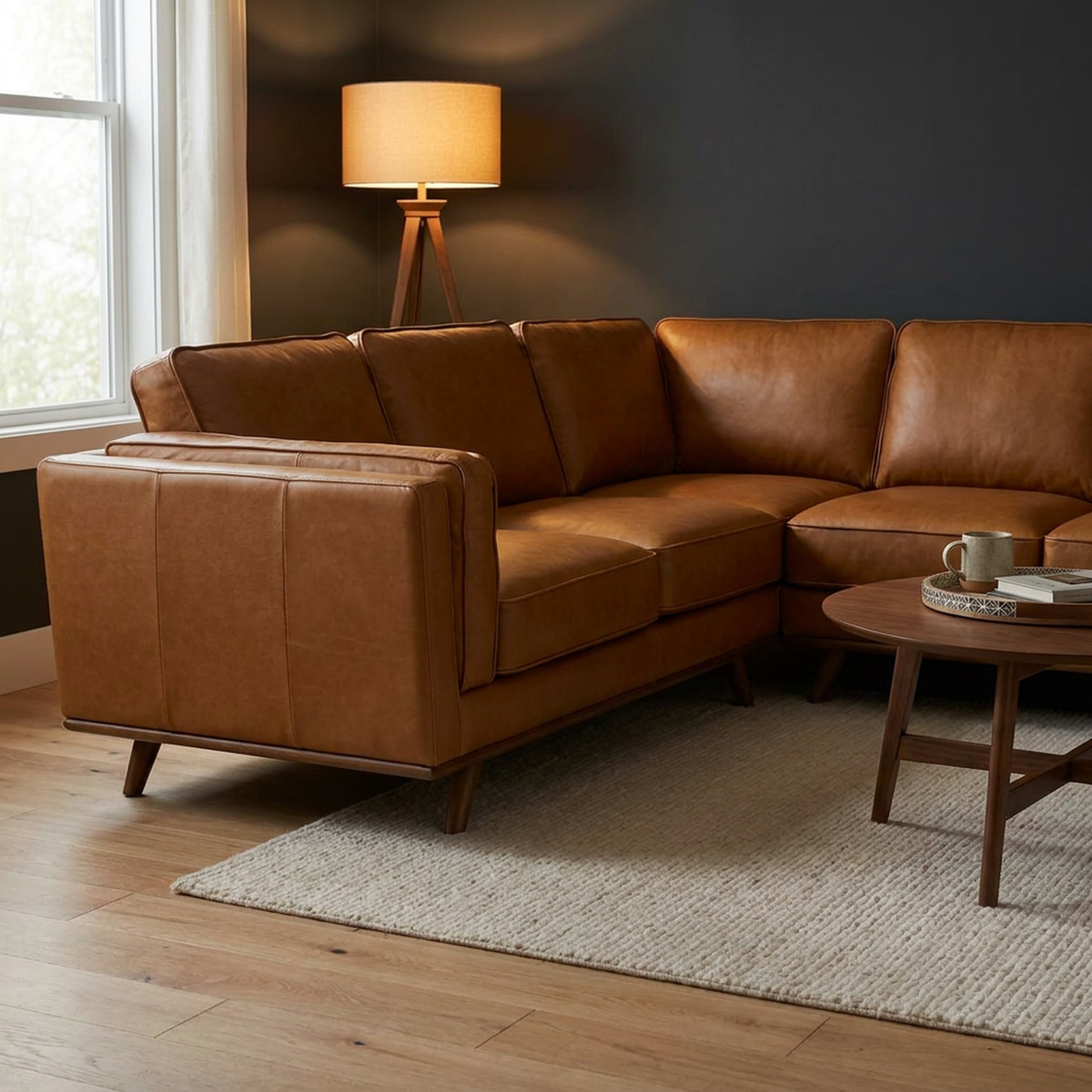 Corner Top-Grain Leather Sectional
